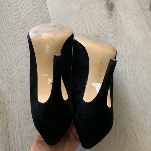 Saks Fifth Avenue black suede stiletto heels, women’s size 9M classic elegant - Picture 6 of 10